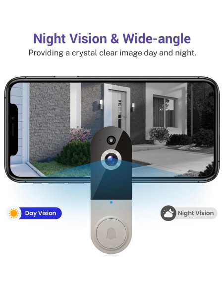 Cámara de Timbre de Video 1080P BoilNano Inalámbrica con Visión Nocturna