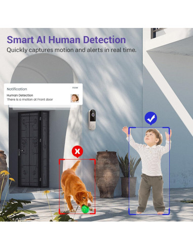 Cámara de Timbre de Video 1080P BoilNano Inalámbrica con Visión Nocturna