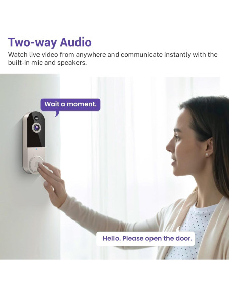 Cámara de Timbre de Video 1080P BoilNano Inalámbrica con Visión Nocturna