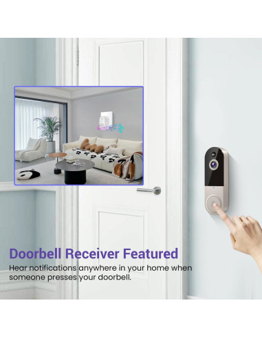 Cámara de Timbre de Video 1080P BoilNano Inalámbrica con Visión Nocturna