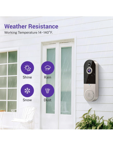 Cámara de Timbre de Video 1080P BoilNano Inalámbrica con Visión Nocturna