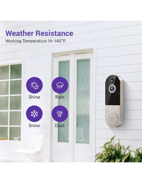 Cámara de Timbre de Video 1080P BoilNano Inalámbrica con Visión Nocturna