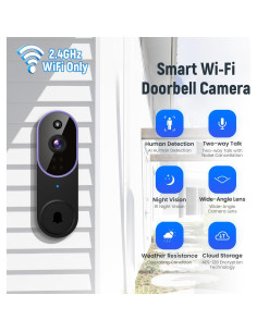 Cámara Timbre Video Inalámbrica 1080p NUMLAKE con IA 2