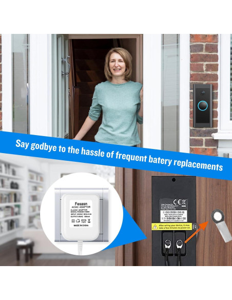 Adaptador de Corriente 18V Fesasn para Timbres Ring y Nest - 5m