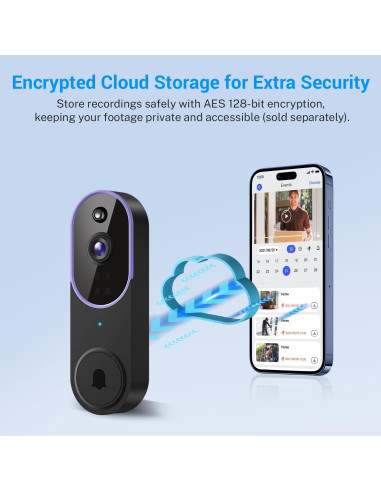 Cámara Timbre Video Inalámbrica 1080p NUMLAKE con IA