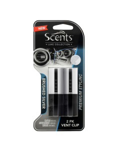 Aromatizante de Aire para Automóvil Luxe Scents - 2 Clips Plata Cepillada