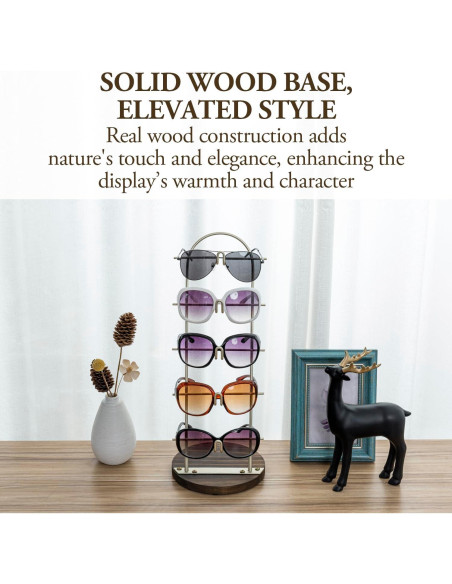 Soporte de exhibición de gafas de sol MyGift 5 niveles metal dorado