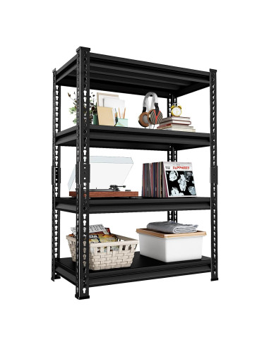 Estantería de Metal SUPPNEED 4 Niveles 544 kg Ajustable Negra