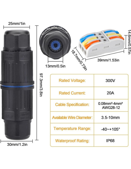 Caja de Conexiones Impermeable IP68 Linkstyle 3 Pines 10PCS