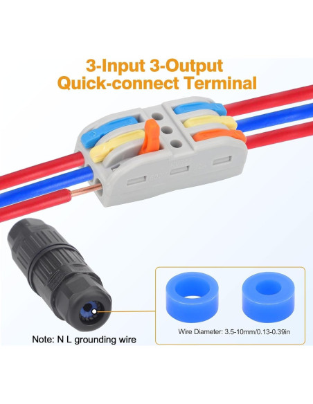 Caja de Conexiones Impermeable IP68 Linkstyle 3 Pines 10PCS