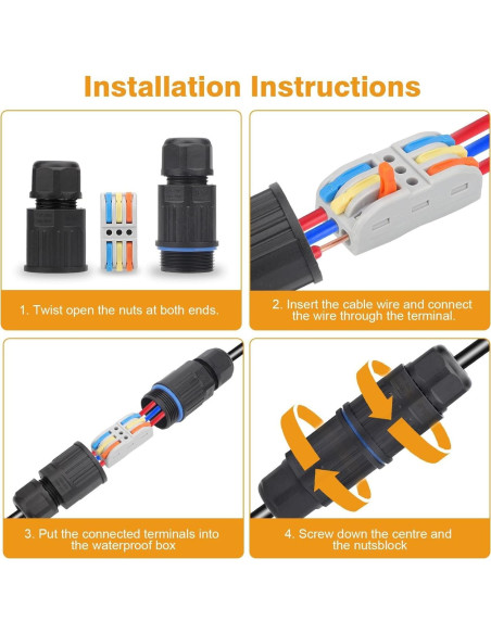 Caja de Conexiones Impermeable IP68 Linkstyle 3 Pines 10PCS