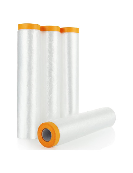 4 Rollos de Plástico Enmascarar LDHHYH 2.4m x 20m a Prueba de Agua