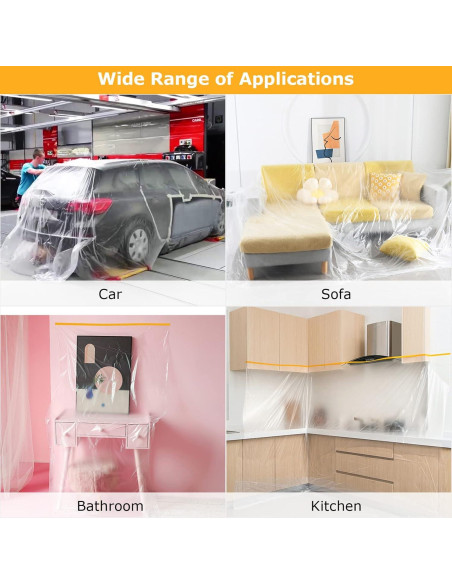 4 Rollos de Plástico Enmascarar LDHHYH 2.4m x 20m a Prueba de Agua