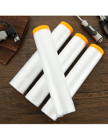4 Rollos de Plástico Enmascarar LDHHYH 2.4m x 20m a Prueba de Agua
