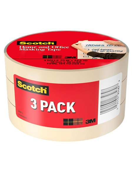 Cinta de Enmascarar Scotch 3 Rollos 1.78 cm x 50 m Adhesivo Fuerte
