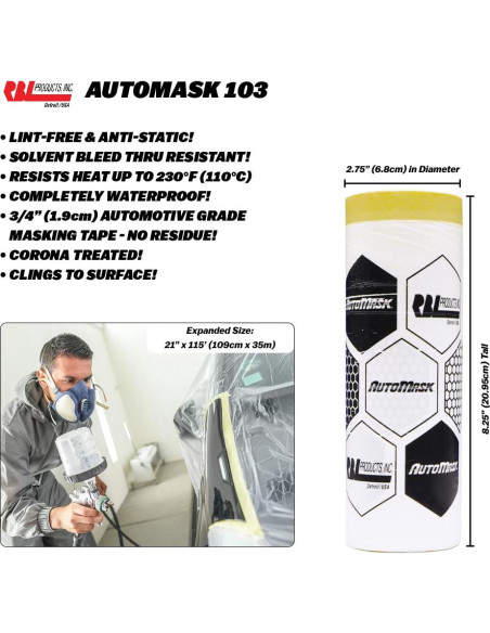 RBL AutoMask Rollo de Recarga 109 cm x 35 m - Película Enmascarado Automotriz