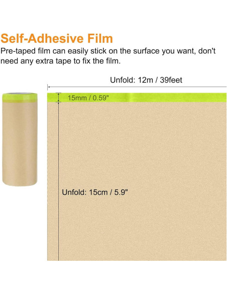 Cinta de Enmascarar Autoadhesiva uxcell 15cm x 12m 3 Rollos