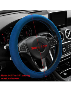 Funda de Volante de Terciopelo OTOSTAR 15" Azul Marino 2