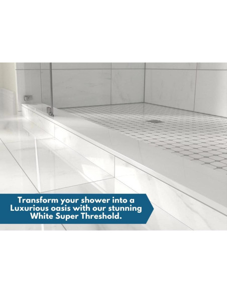 Umbral de Ducha de Mármol Ingenierizado Blanco 10.16x152.4 cm