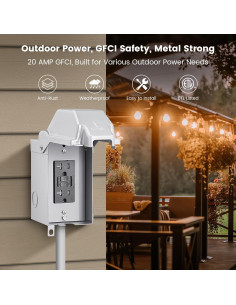 Caja de Salida Exterior SURAIELEC GFCI 20 AMP Impermeable 2