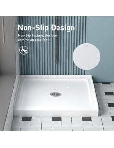 Base de Ducha KPUY 91x91 cm Antideslizante Acrílico Blanco 2