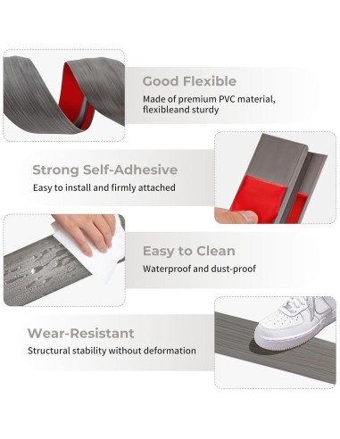 Tira de transición de puerta EaseThrift 91 cm gris madera