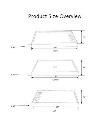 Base de Ducha Bathlink 60x36cm Drenaje Derecho Antideslizante