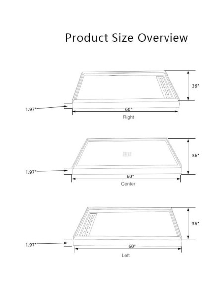 Base de Ducha Bathlink 60x36cm Drenaje Derecho Antideslizante