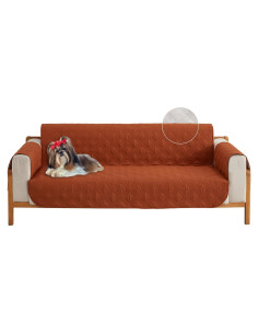 Funda de Sofá Qubjus Reversible 3 Cojines Naranja-Marrón