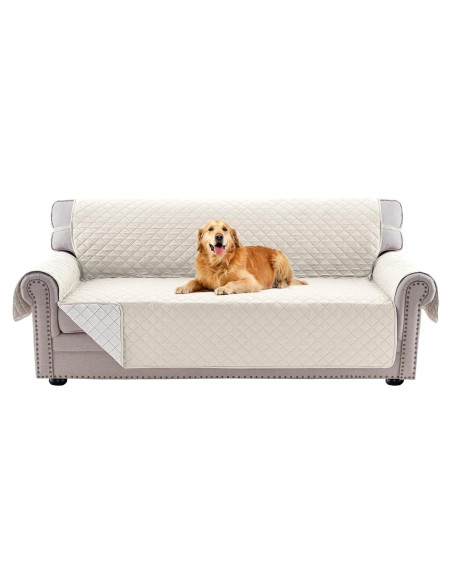 Funda de Sofá PrinceDeco Reversible 3 Cojines Lavable Marfil