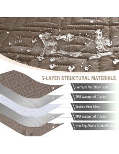 Cubierta Impermeable para Loveseat Reclinable Genina 2 Asientos Taupe 2