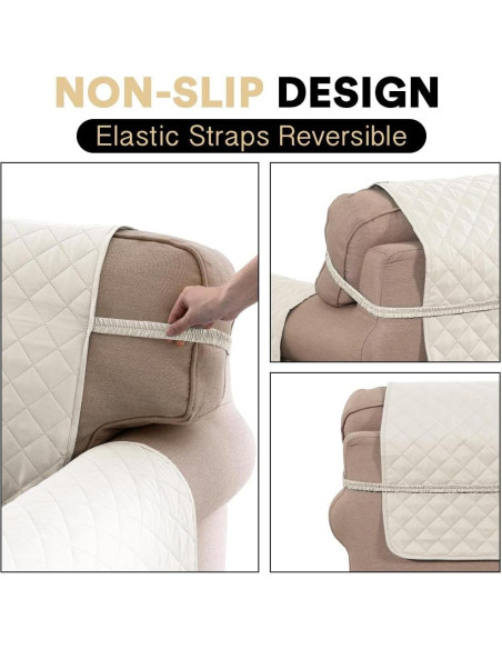 Funda de Sofá PrinceDeco Reversible 3 Cojines Lavable Marfil