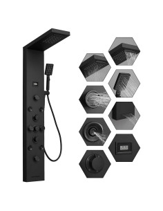 Panel de Ducha 5 en 1 BWE Acero Inoxidable Negro Mate