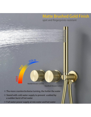 Sistema de Ducha de Lluvia TRUSTMI 30 cm Oro Cepillado