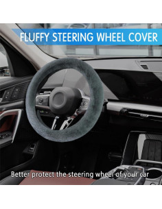 Cubierta de Volante ASUBHA 38 cm Antideslizante Piel de Lana 2