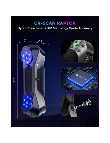 Escáner 3D Creality CR-Scan Raptor 0.02mm Luz Azul