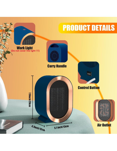 Calentador de espacio eléctrico PERLLENT XR1201-B 1200W/800W