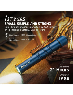 Linterna EDC OLIGHT I3T 2, 500 lúmenes, clip y recargable 2
