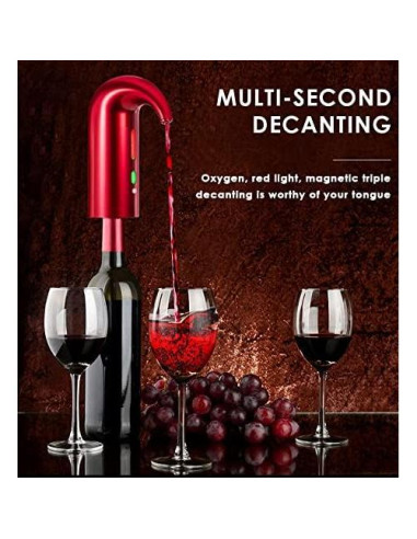 Aerador de Vino Eléctrico Toyarata Rojo 750ml Accesorios