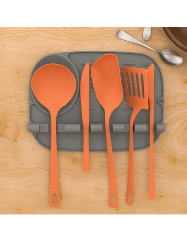 Soporte de Cuchara de Silicona Genérico Gris Antideslizante