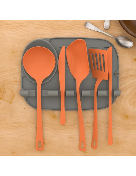 Soporte de Cuchara de Silicona Genérico Gris Antideslizante