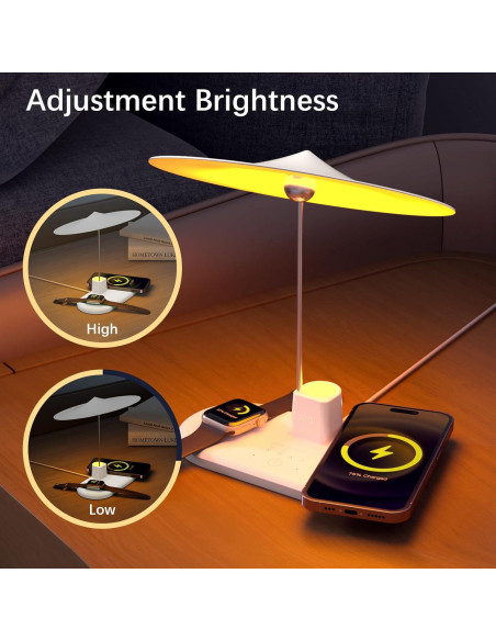 Lámpara de Mesa BUDI WL-4800W con Cargador Inalámbrico 3 en 1