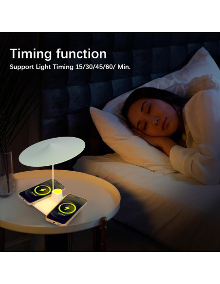 Lámpara de Mesa BUDI WL-4800W con Cargador Inalámbrico 3 en 1