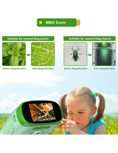 Microscopio Digital ZOMFOM 3-en-1 para Niños 800X HD