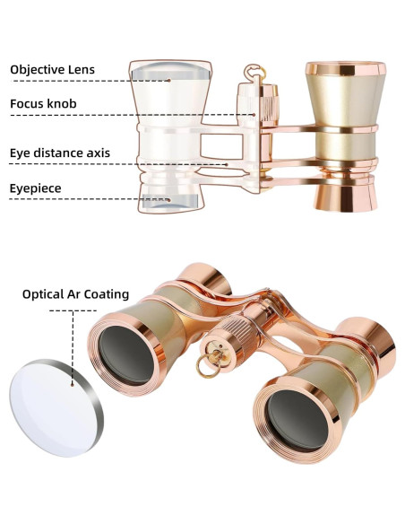 Binoculares de Ópera H2ONDBQF 3X25 Vintage Ajustables 170g