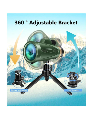 Telescopio Monocular 80x100 HD KTBDING Verde con Trípode