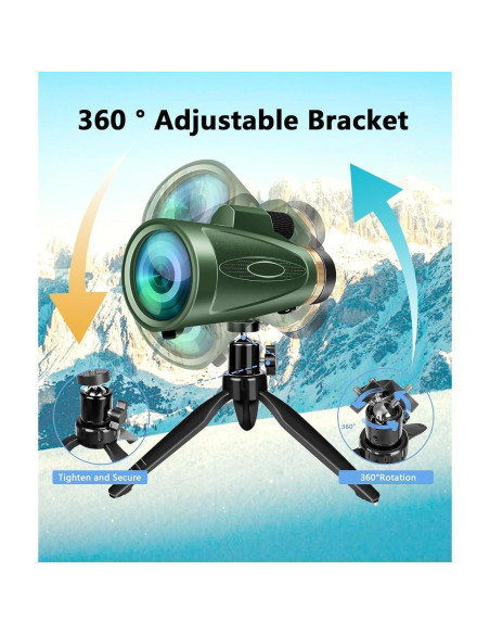 Telescopio Monocular 80x100 HD KTBDING Verde con Trípode