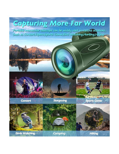 Telescopio Monocular 80x100 HD KTBDING Verde con Trípode