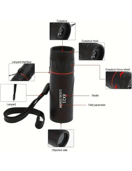 Telescopio Monocular Compacto CFDGEVX 8x Aumento Ligero 80g