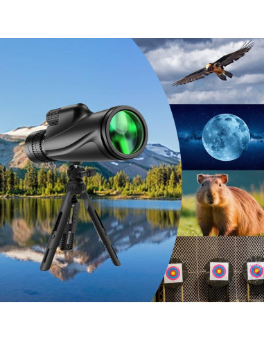 Telescopio Monocular 80x100 KTBDING con Trípode y Soporte para Smartphone